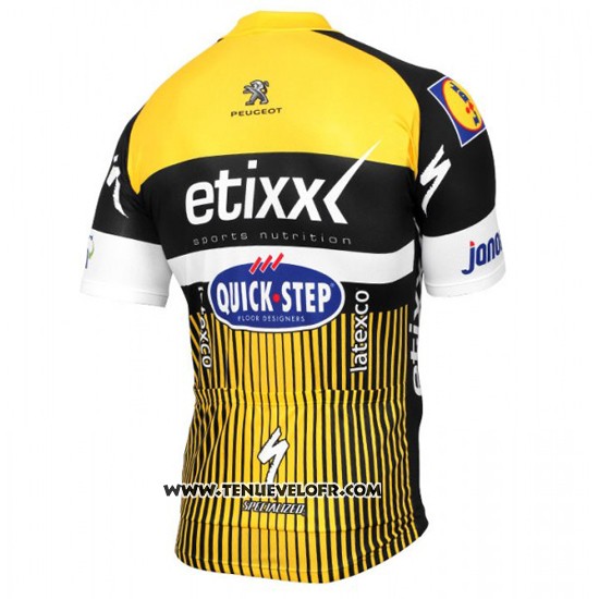 2016 Maillot Ciclismo Etixx Quick Step Jaune et Noir Manches Courtes et Cuissard